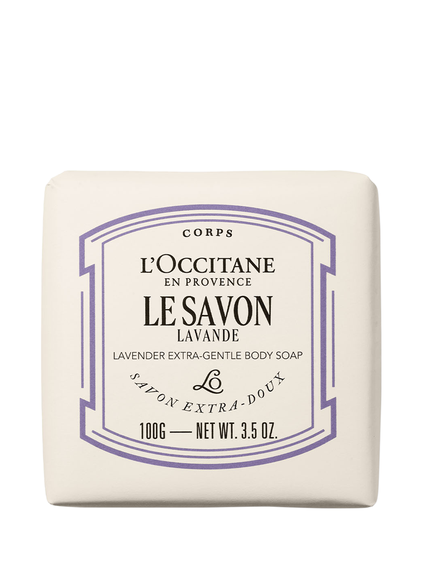 Product image 1 of 4, which shows L'OCCITANE Lavender Extra-Gentle Body Soap, 100g