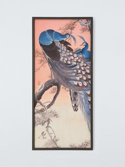 John Lewis Ohara Koson 'Two Peacocks on a Tree Branch' Framed Canvas Print, 92 x 42cm, Blue/Multi, Multi