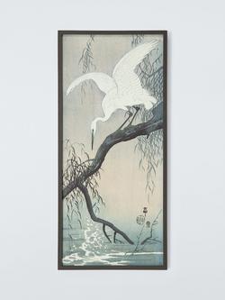 John Lewis Ohara Koson 'White Heron on Tree Branch' Framed Canvas Print, 92 x 42cm, Grey, Multi