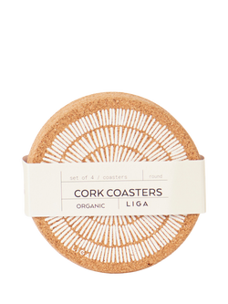 LIGA Cork Sandy White Round Coasters, Set of 4, Natural - view 2, Natural