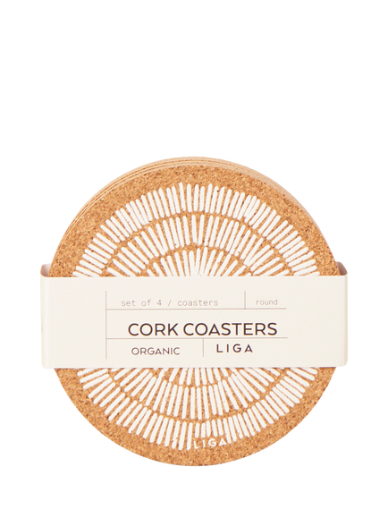 LIGA Cork Sandy White Round Coasters, Set of 4, Natural - view 2, Natural