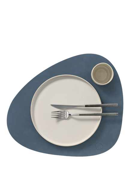 LIND DNA Nupo Curve Placemat, Recycled Leather - view 2, Dark Blue