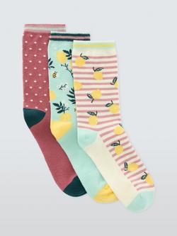 John Lewis Atlas Bee Ankle Socks, Pack of 3, Multi, Multi