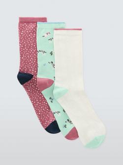 John Lewis Dog Ankle Socks, Pack of 3, Multi, Multi