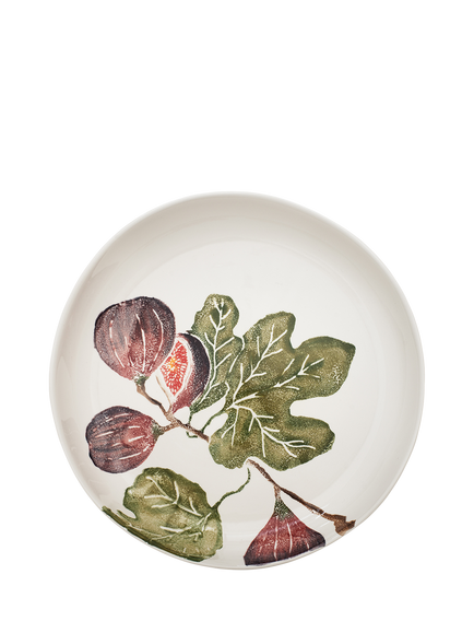 BlissHome Fig Earthenware Round Shallow Platter, 34cm, Purple/Multi, Purple