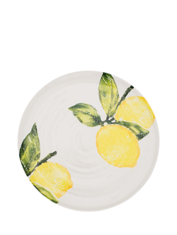 BlissHome Lemons Earthenware Round Platter, 36cm, Yellow, Yellow