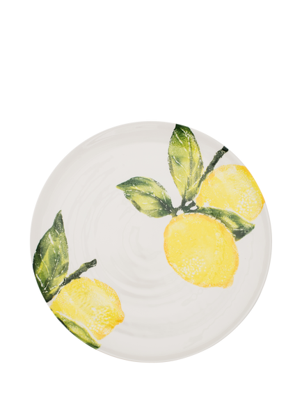 BlissHome Lemons Earthenware Round Platter, 36cm, Yellow, Yellow