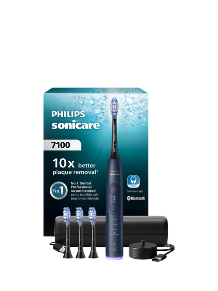 Philips Sonicare 7100 Series HX7423/08 Electric Toothbrush with 4 Replacement Brush Heads, Navy, Navy