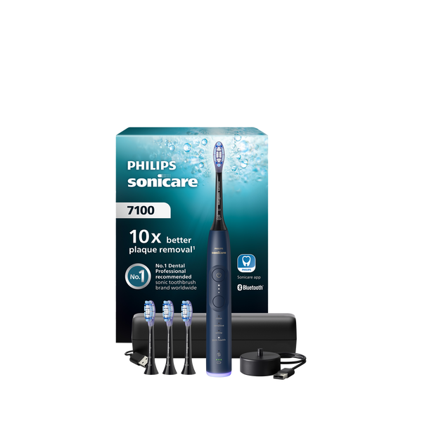 Philips Sonicare 7100 Series HX7423/08 Electric Toothbrush with 4 Replacement Brush Heads, Navy