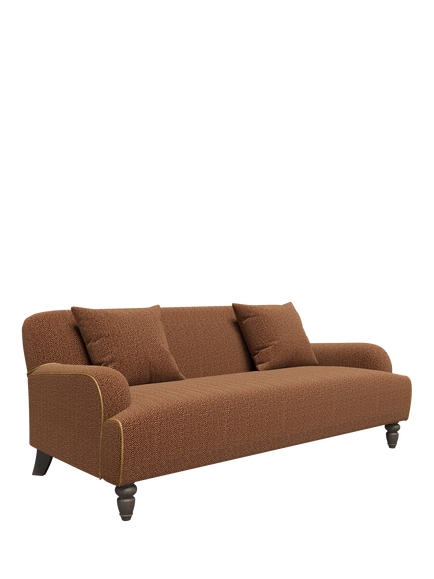 Tetrad Lewis Large 3 Seater Sofa - view 2, Harris Tweed Jura Rose, Rawhide Piping