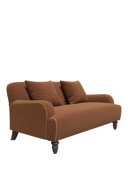 Tetrad Lewis Petite 2 Seater Sofa - view 2, Harris Tweed Jura Rose, Rawhide Piping