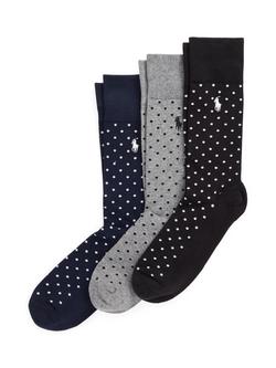 Polo Ralph Lauren Spot Print Crew Socks, Pack of 3, Blue Navy, Blue Navy