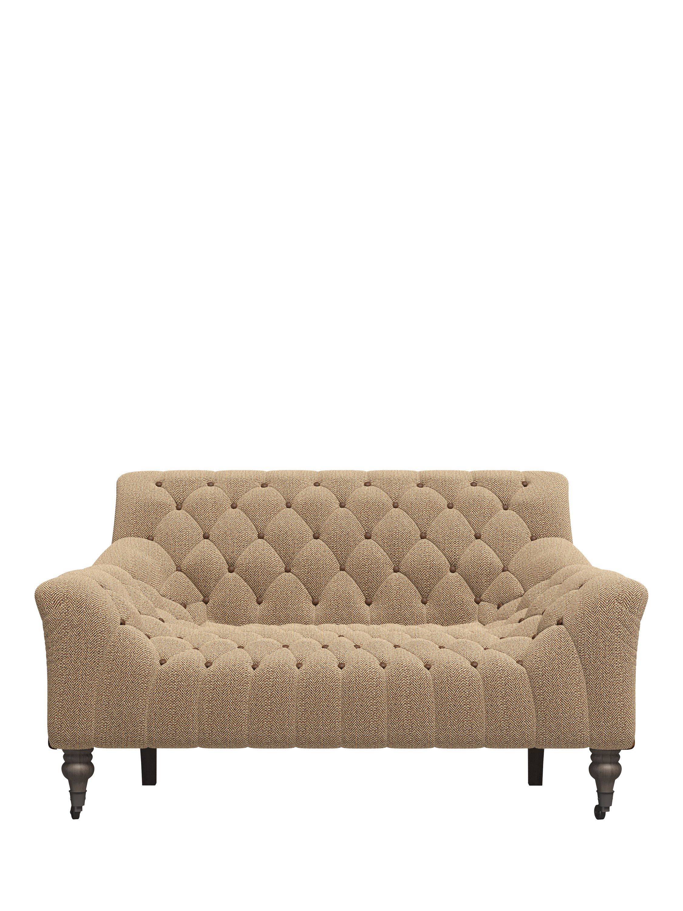Skittle Range, Tetrad Skittle Petite 2 Seater Sofa, Harris Tweed Jura Stag with Comanche Timber Buttons