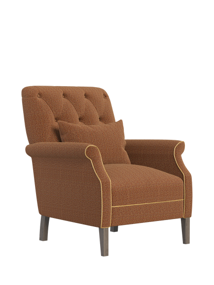 Tetrad Flynn II Armchair - view 2, Harris Tweed Jura Rose, Rawhide Piping
