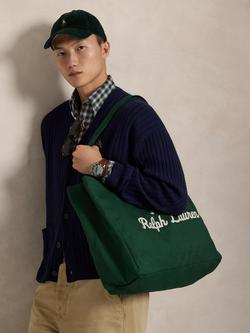 Ralph Lauren Canvas Tote Bag, Green - view 2, Green