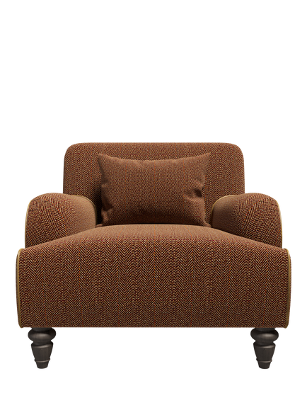 Tetrad Lewis Armchair, Mahogany Leg, Harris Tweed Jura Rose, Rawhide Piping