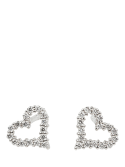 Pre-loved Tiffany & Co. 0.13ct Brilliant Cut Diamond Platinum Extra Mini Heart Pierced Stud Earrings, Platinum