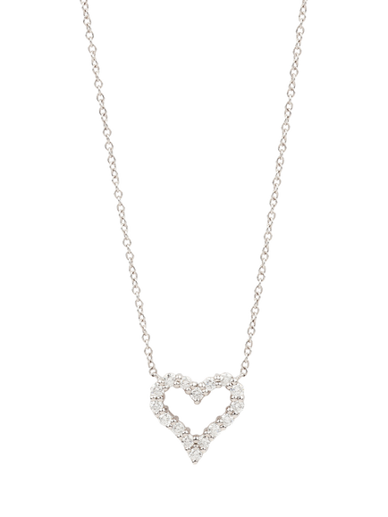 Pre-loved Tiffany & Co. Round Brilliant Cut Diamond Platinum Tiffany Hearts Mini Pendant Necklace, Platinum