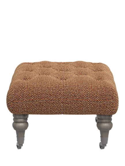 Tetrad Skittle Button Detail Footstool, Harris Tweed Jura Rose, Rawhide