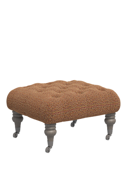 Tetrad Skittle Button Detail Footstool - view 2, Harris Tweed Jura Rose, Rawhide