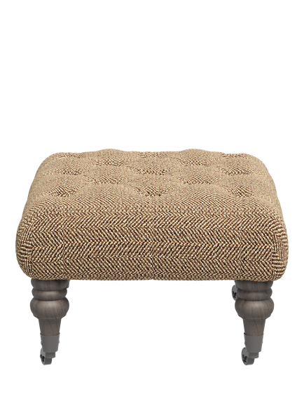 Tetrad Skittle Button Detail Footstool, Harris Tweed Jura Stag, Timber