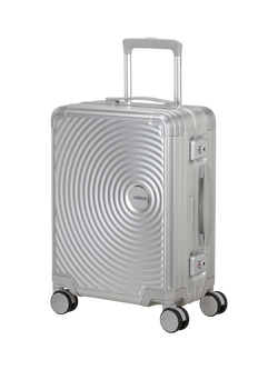 American Tourister Soundbox Alu 4-Wheel Spinner 55cm Cabin Case, Silver