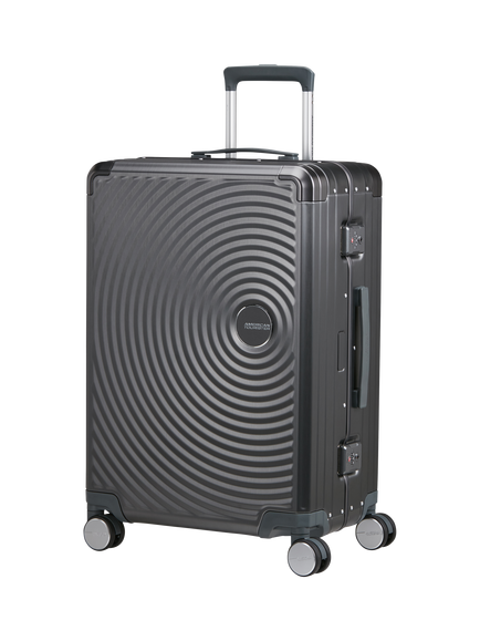 American Tourister Soundbox Alu 4-Wheel Spinner 68cm Medium Suitcase, Brushed Anthracite