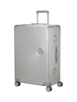 American Tourister Soundbox Alu 4-Wheel Spinner 77cm Large Suitcase, Silver