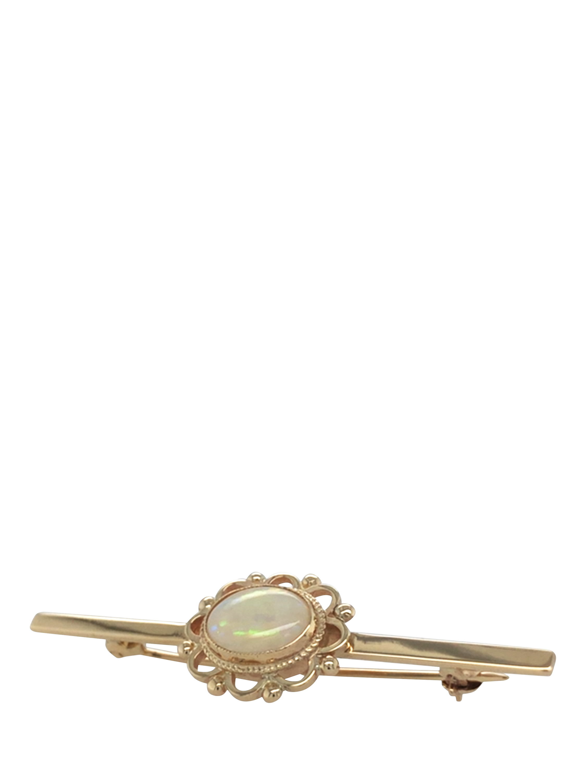 Pre-loved 9ct Yellow Gold Single Stone Opal Bar Brooch