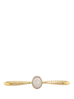 Pre-loved 9ct Yellow Gold Single Stone Opal Bar Brooch, Sheffield 1986, Yellow Gold