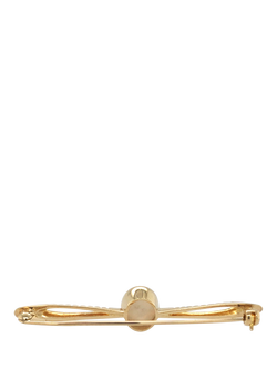 Pre-loved 9ct Yellow Gold Single Stone Opal Bar Brooch, Sheffield 1986 - view 2, Yellow Gold