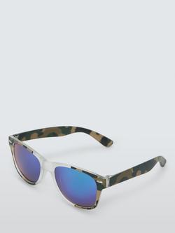 John Lewis Kids' Camouflage Wayfarer Sunglasses, Green, Green
