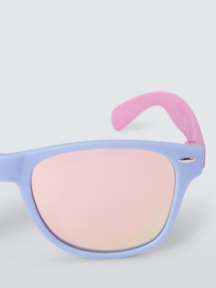John Lewis Kids' Colourblock Mirrored Sunglasses, Purple - view 2, Purple