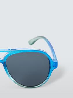 John Lewis Kids' Ombre Aviator Sunglasses, Blue - view 2, Blue