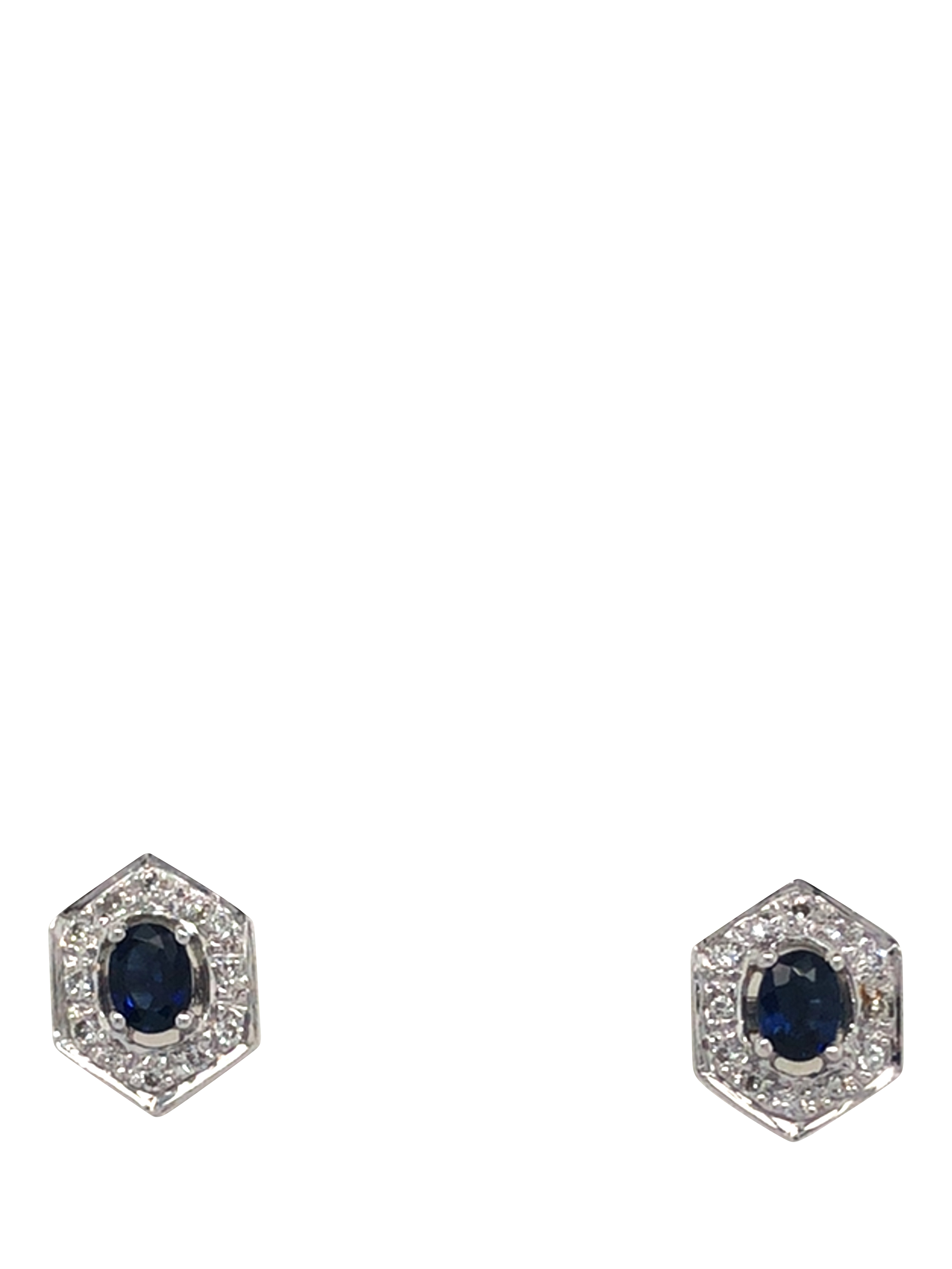 Pre-loved 18ct White Gold Diamond and Oval Sapphire Hexagonal