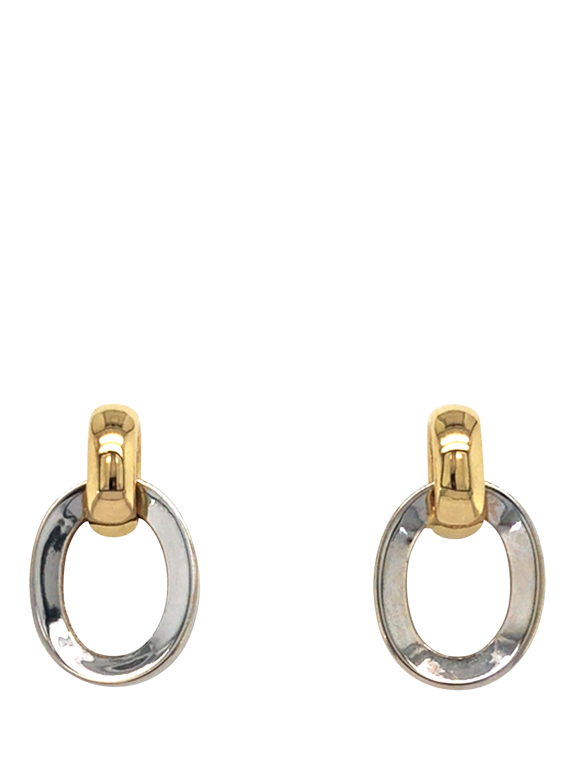 Pre-loved 18ct Yellow and White Gold Double Hoop Drop Earrings