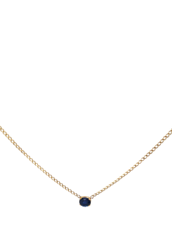 Pre-loved 9ct Yellow Gold Oval Sapphire Curb Link Chain Pendant, Yellow Gold