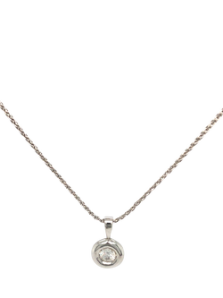 Pre-loved 9ct White Gold Single Stone Diamond Snake Link Pendant, White Gold