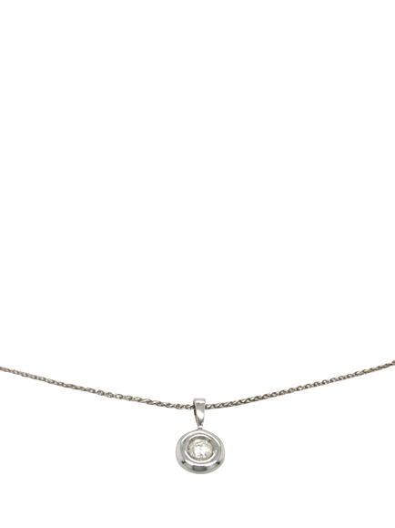 Pre-loved 9ct White Gold Single Stone Diamond Snake Link Pendant - view 2, White Gold