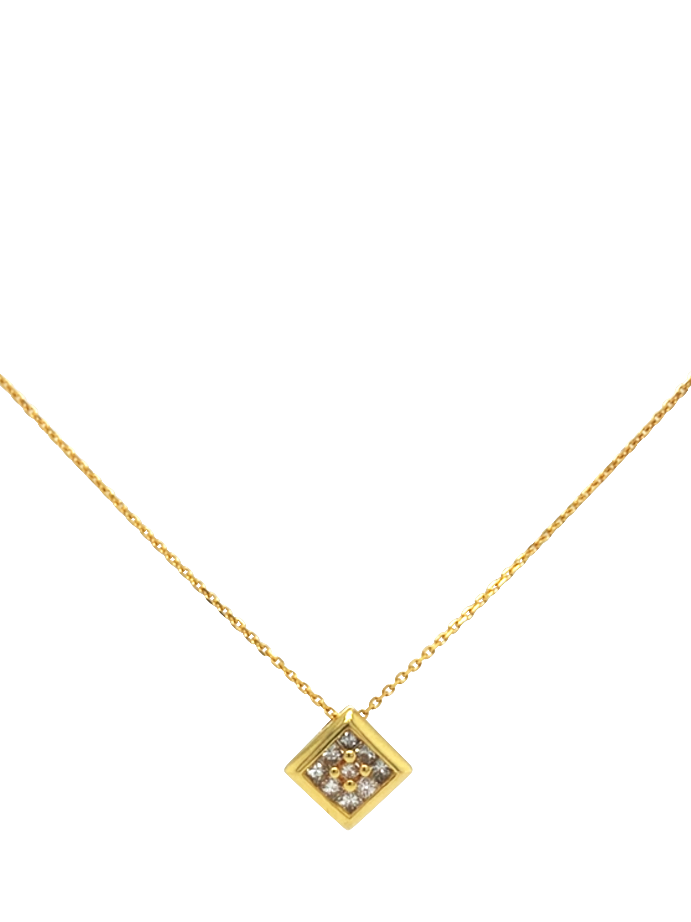 Pre-loved 18ct Yellow Gold Princess Cut Diamond Square Pendant