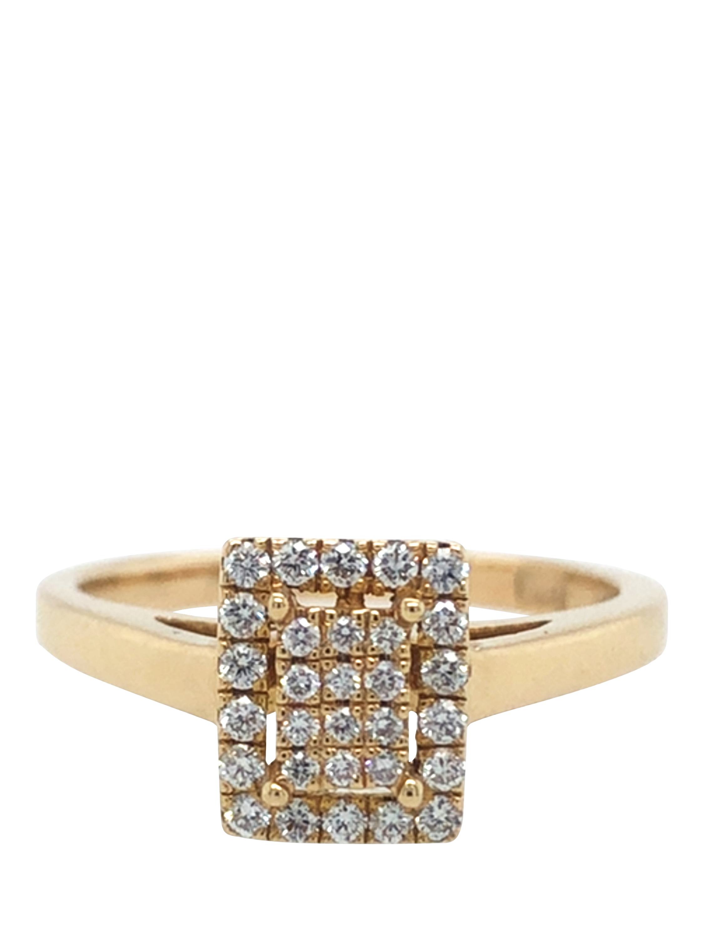 Pre-loved 14ct Yellow Gold 30-Stone Diamond Rectangular Cluster Ring, J