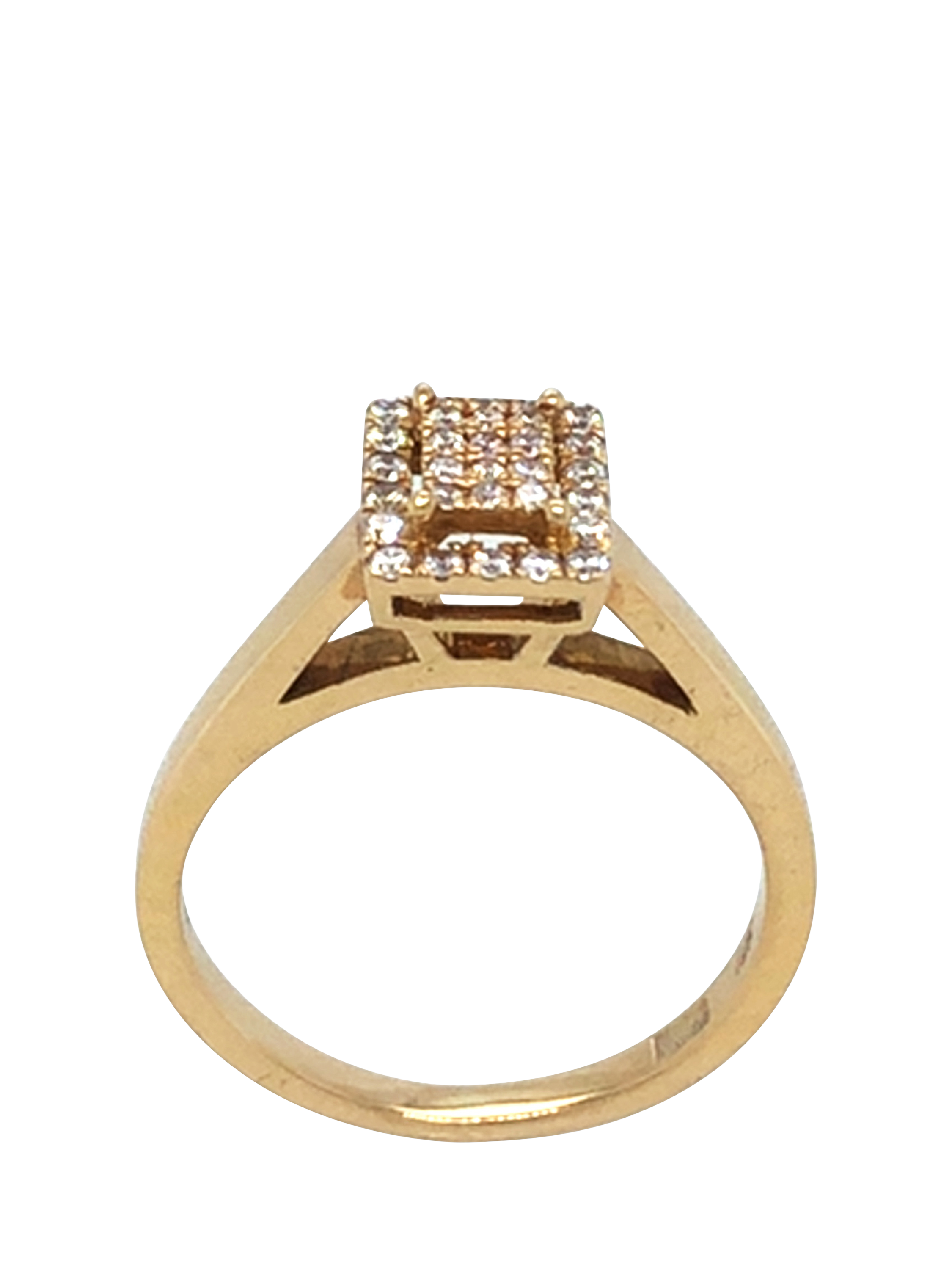 Pre-loved 14ct Yellow Gold 30-Stone Diamond Rectangular Cluster Ring, J