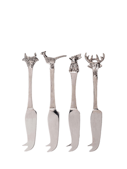 Selbrae House Country Animal Mini Cheese Knives, Set of 4, Metallic
