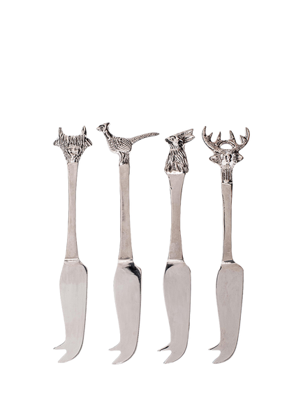 Selbrae House Country Animal Mini Cheese Knives, Set of 4, Metallic