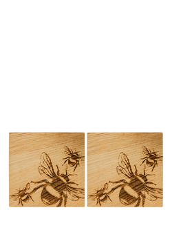 Selbrae House Bee Oak Wood Coaster, Set of 2, Natural, Natural