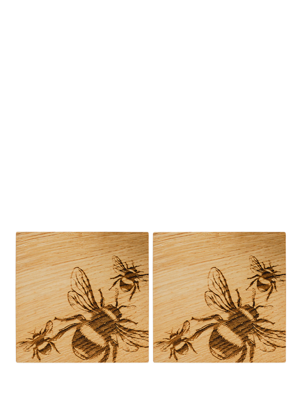 Selbrae House Bee Oak Wood Coaster, Set of 2, Natural, Natural