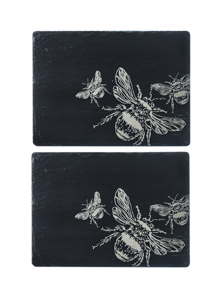 Selbrae House Bee Slate Placemat, Set of 2, Slate Grey, Slate Grey