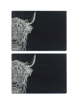 Selbrae House Highland Cow Slate Placemat, Set of 2, Slate Grey, Slate Grey
