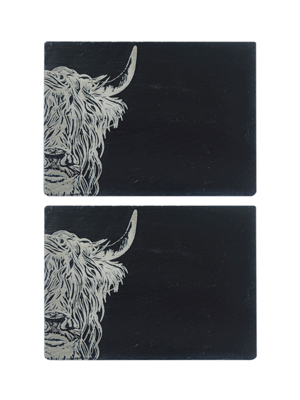 Selbrae House Highland Cow Slate Placemat, Set of 2, Slate Grey, Slate Grey