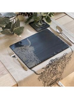 Selbrae House Highland Cow Slate Placemat, Set of 2, Slate Grey - view 2, Slate Grey